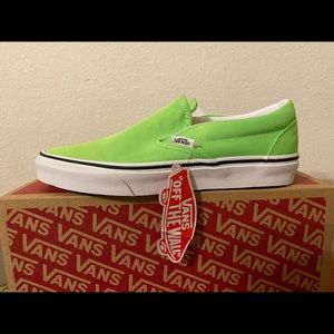 Brand New Never Worn Lime Green Slip-On Vans!